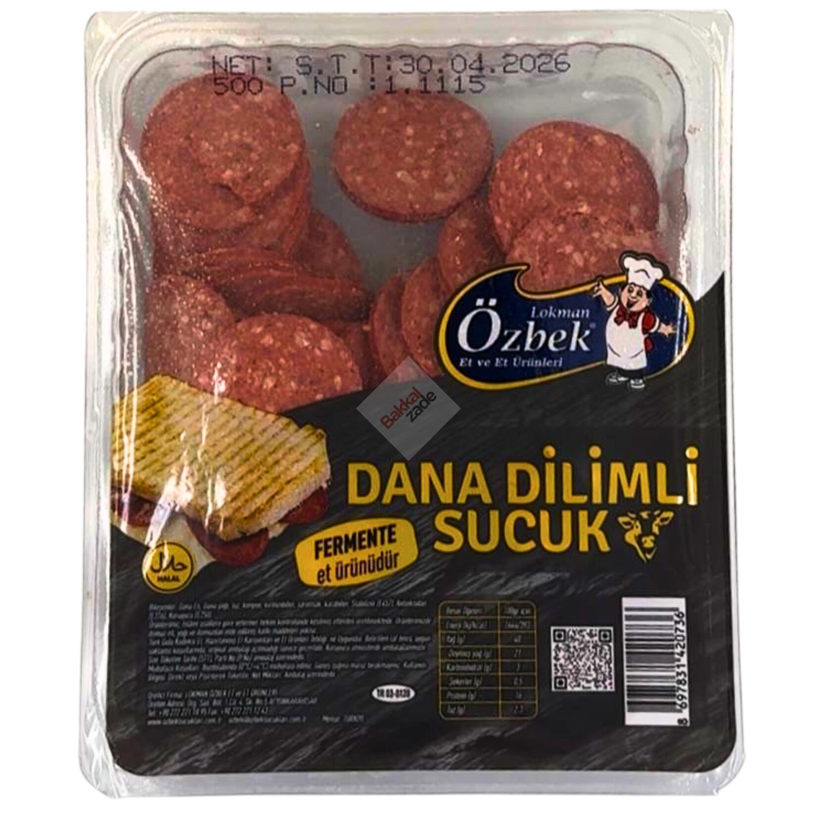 Özbek Dana Büfe Dilimli Sucuk 500 gr