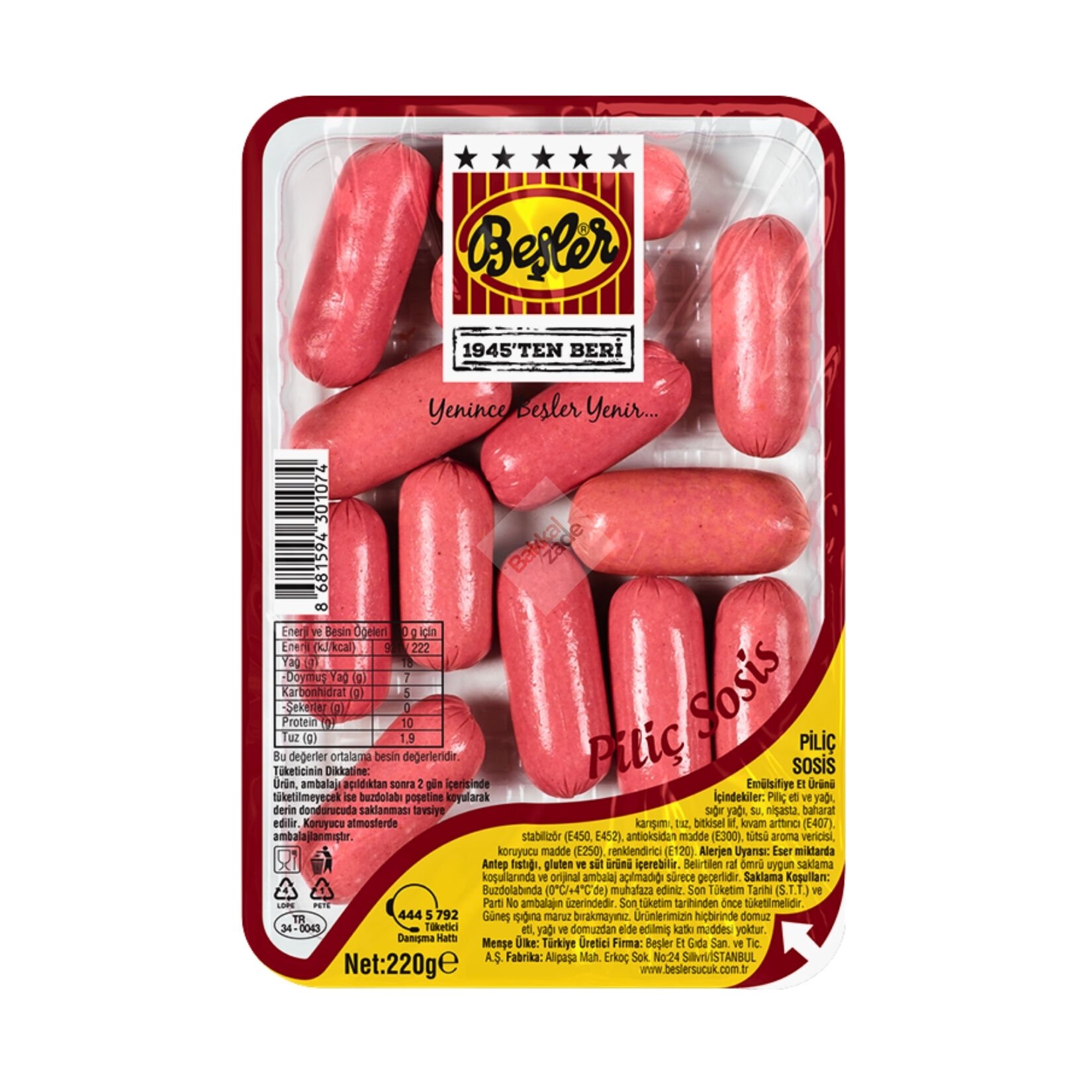 Beşler Piliç Sosis Kokteyl 220 Gr