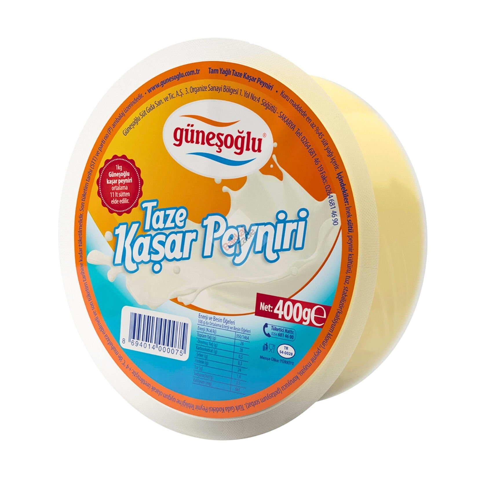 Güneşoğlu Tam Yağlı  Kaşar Peyniri 400 Gr
