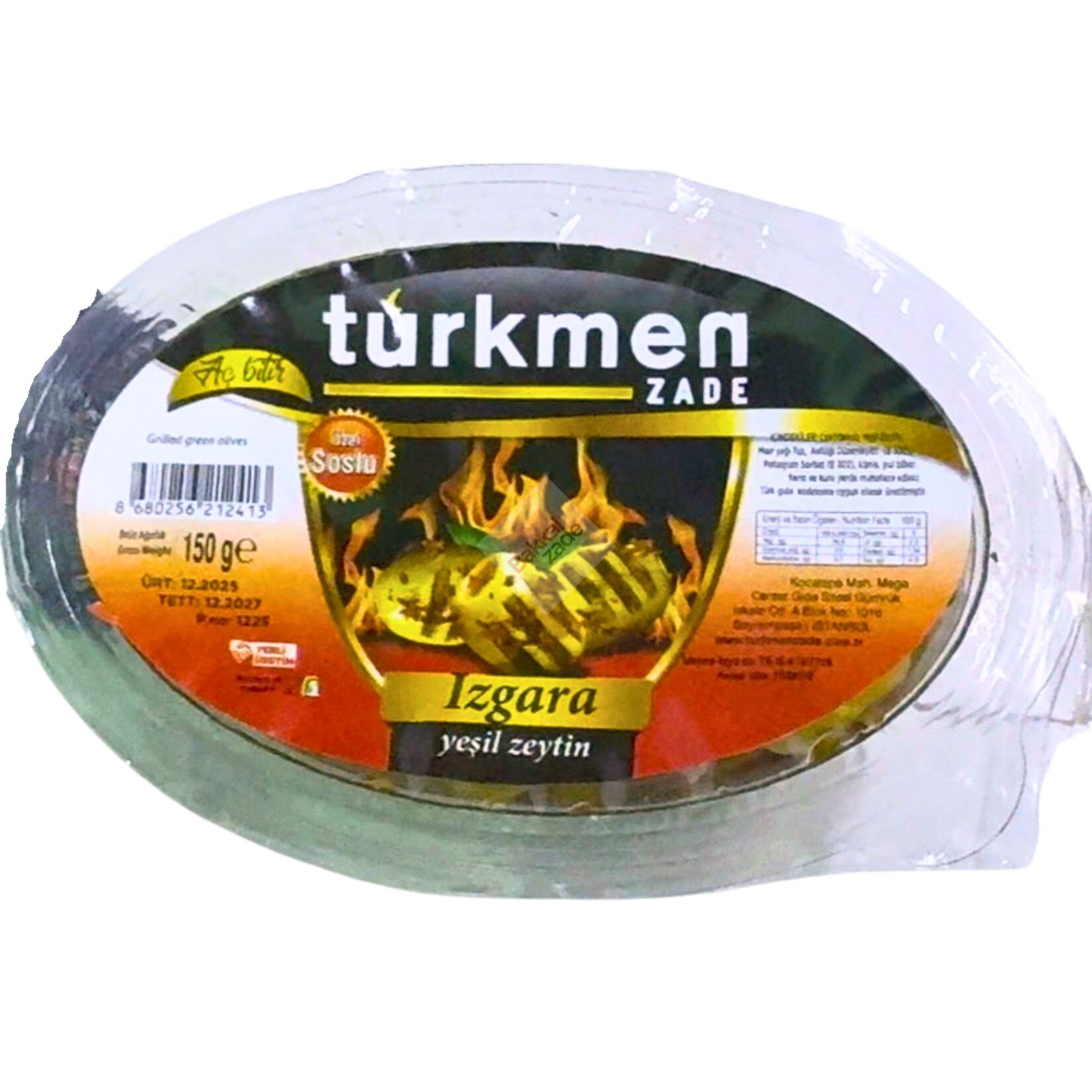 Türkmenzade Izgara Aç Bitir Yeşil Zeytin 150 Gr