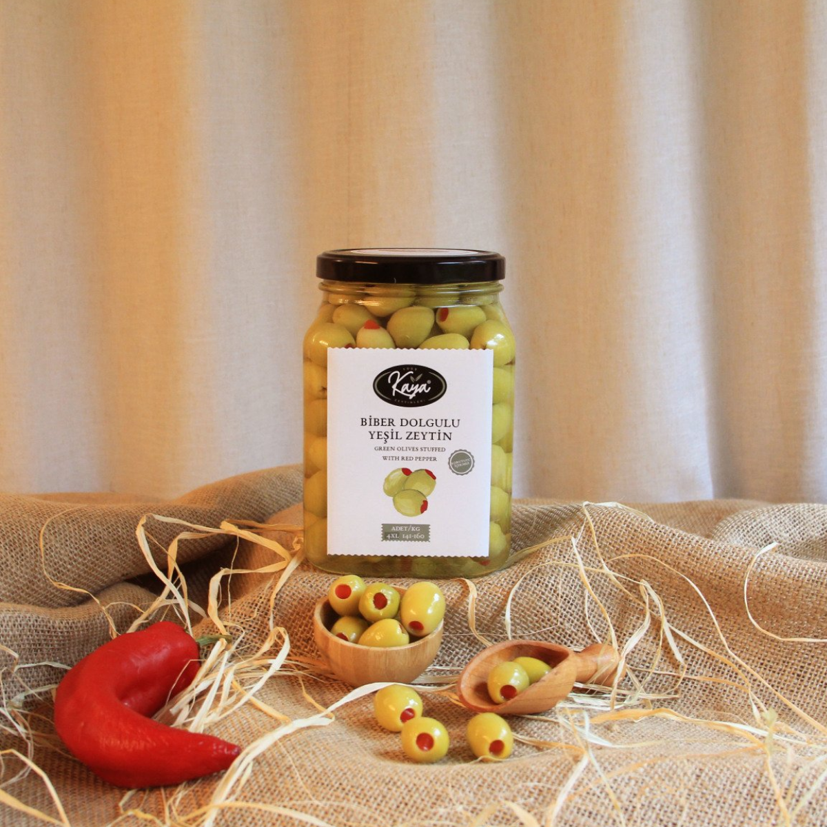 Kaya Biber Dolgulu Yeşil Zeytin 900 Gr