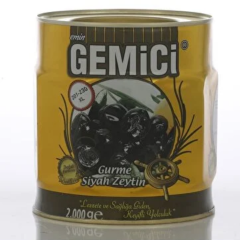 Gemici Gurme Siyah Zeytin (201-230 XL) Teneke 2 Kg