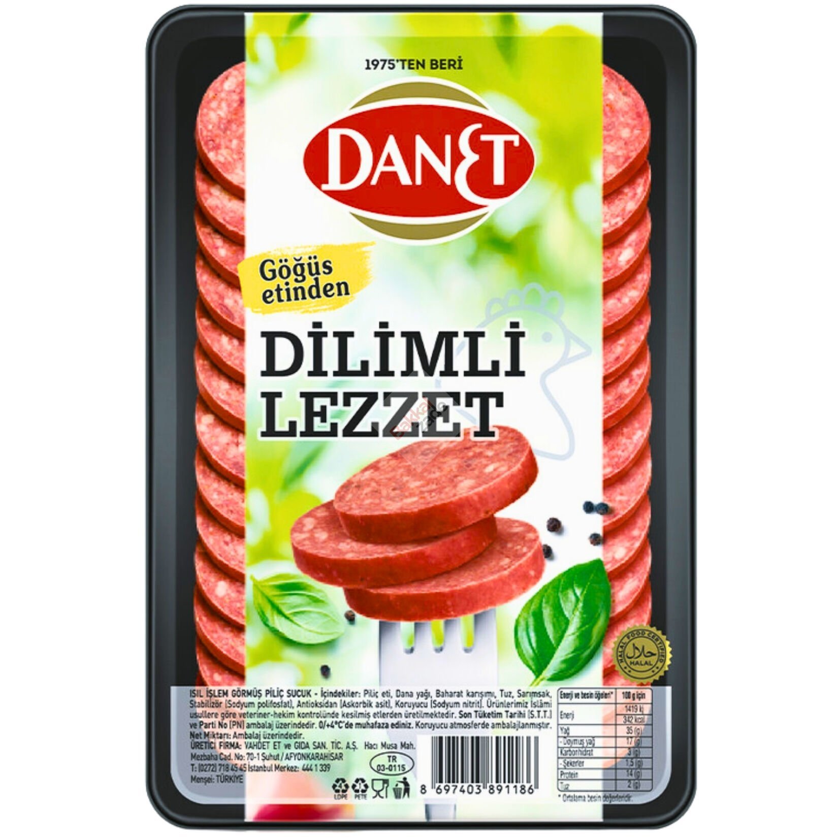 Danet Piliç Dilimli Sucuk Işıl İşlem Görmüş 250 Gr
