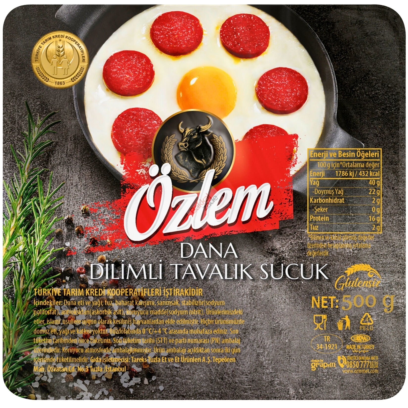 Özlem Dana Dilimli Tavalık Sucuk 500 Gr