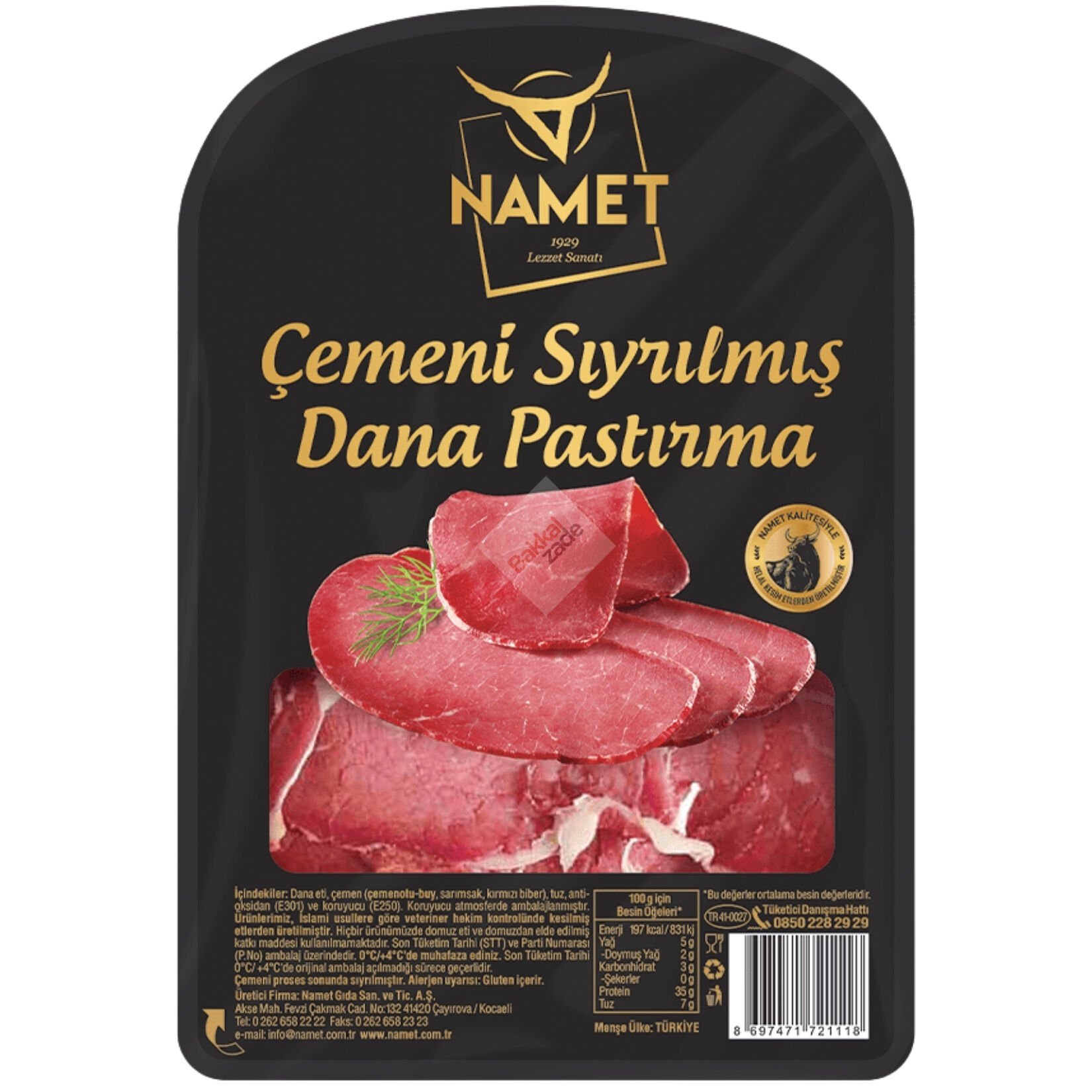 Namet Çemeni Sıyrılmış Dana Pastırma 500 gr